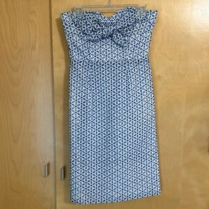 Shoshanna Blue/White Eyelet Strapless Midi